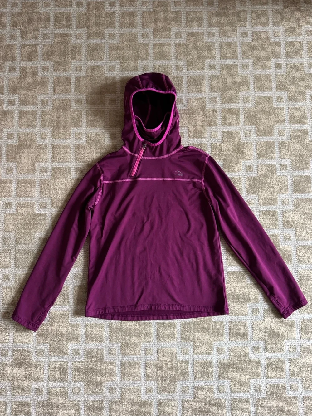 L.L. Bean Fleece Lined Performance Hoodie Pullover Purple Girls  Large 14-16